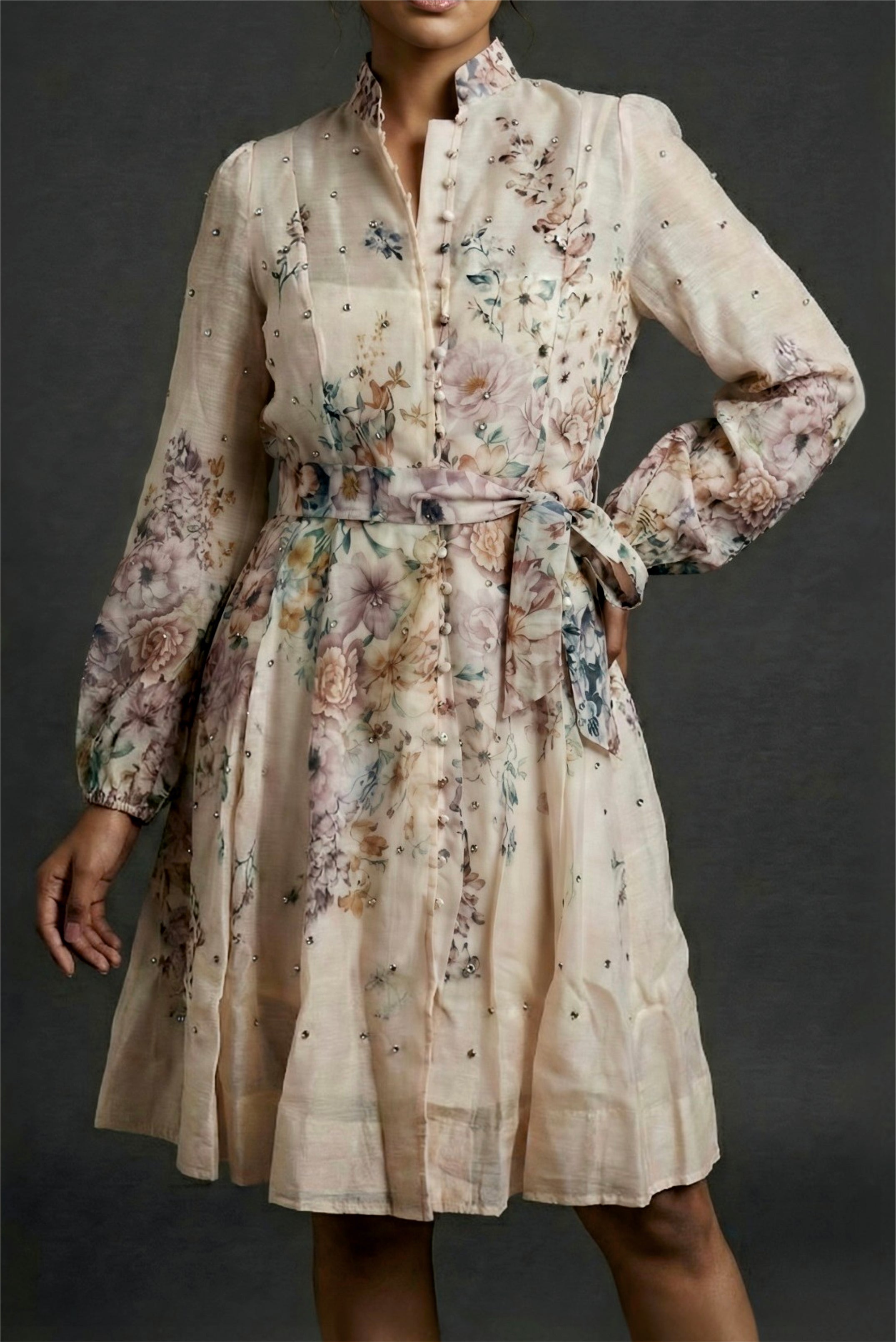 MEADOW MANDARIN  COLLAR DRESS