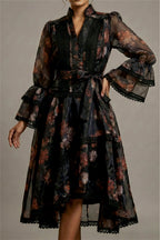 MIDNIGHT  BLOOM ORGANZA DRESS