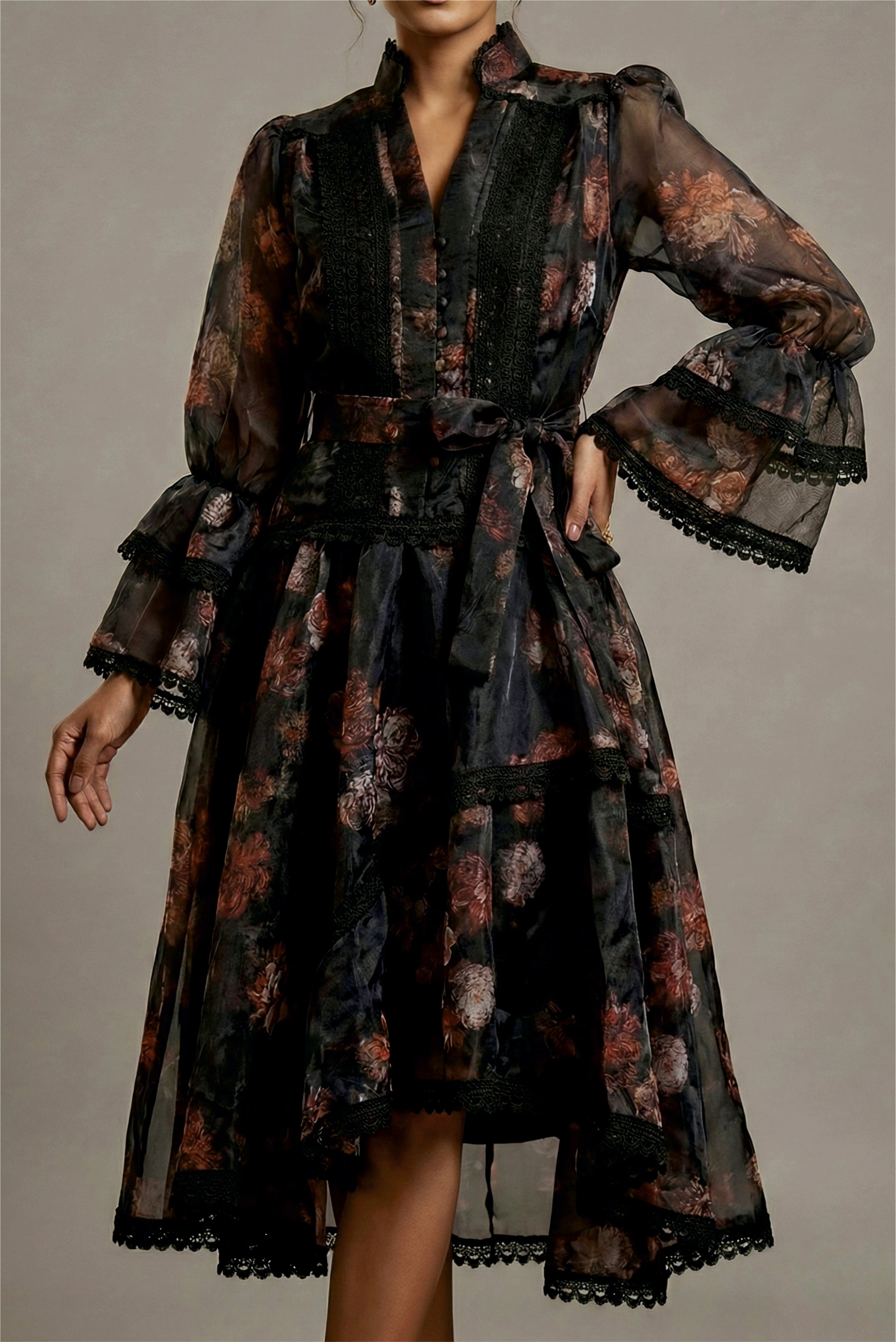 MIDNIGHT  BLOOM ORGANZA DRESS