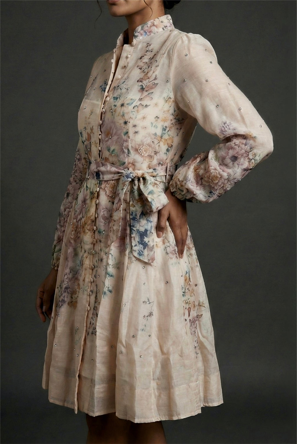 MEADOW MANDARIN  COLLAR DRESS