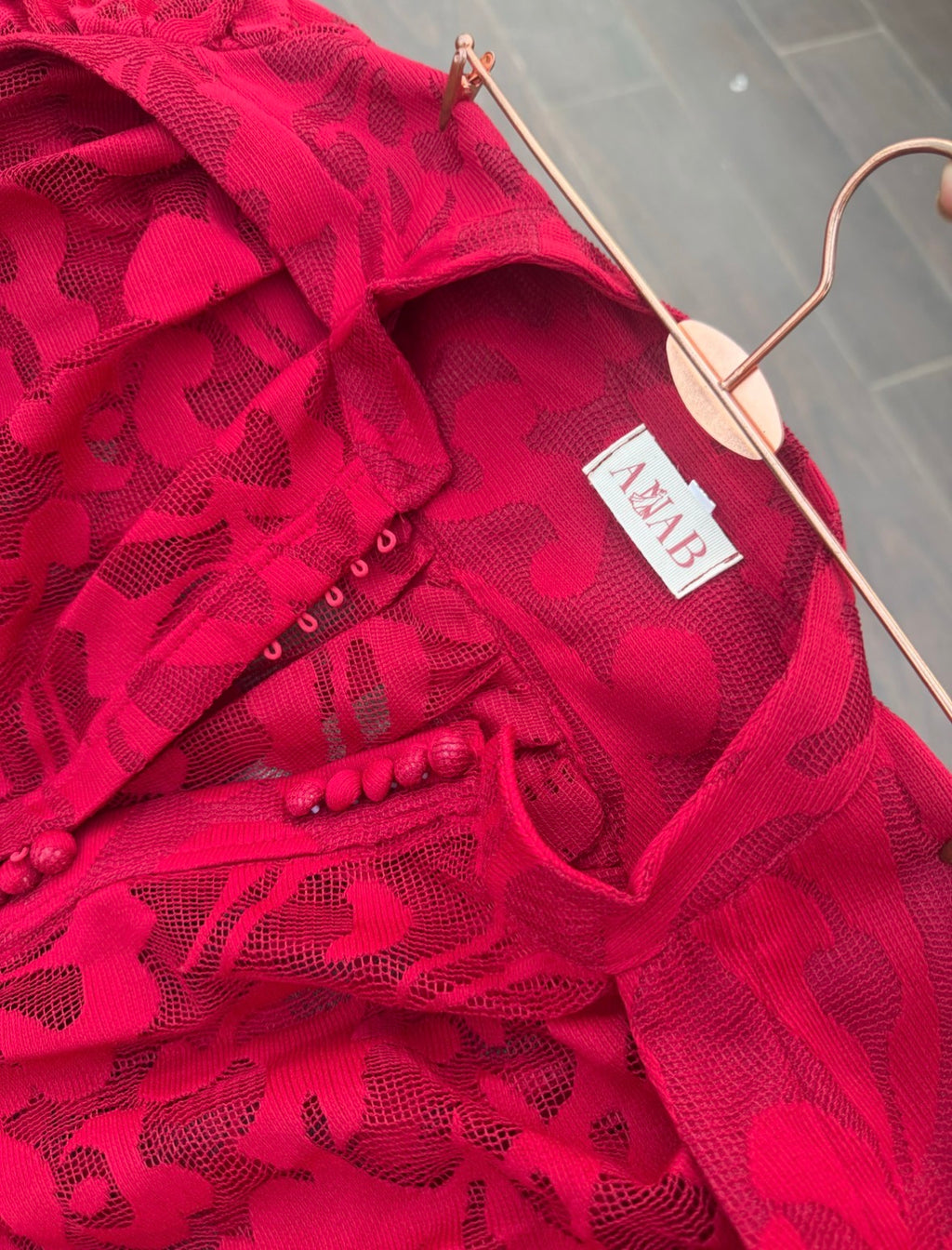 CRIMSON DAHLIA EMBROIDERY LACE DRESS