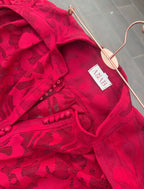 CRIMSON DAHLIA EMBROIDERY LACE DRESS