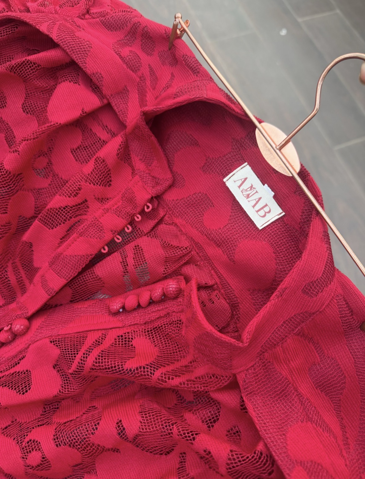 CRIMSON DAHLIA EMBROIDERY LACE DRESS