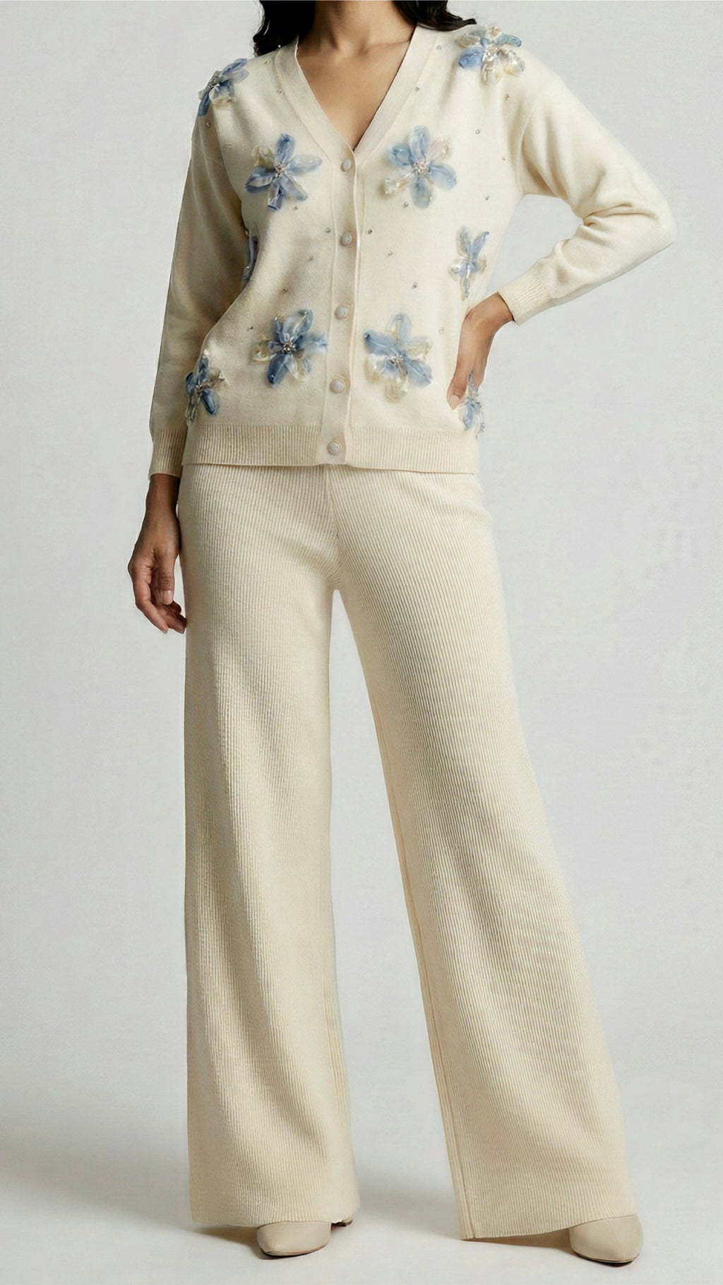 FLORAL CARDIGAN WIDE LEG SET