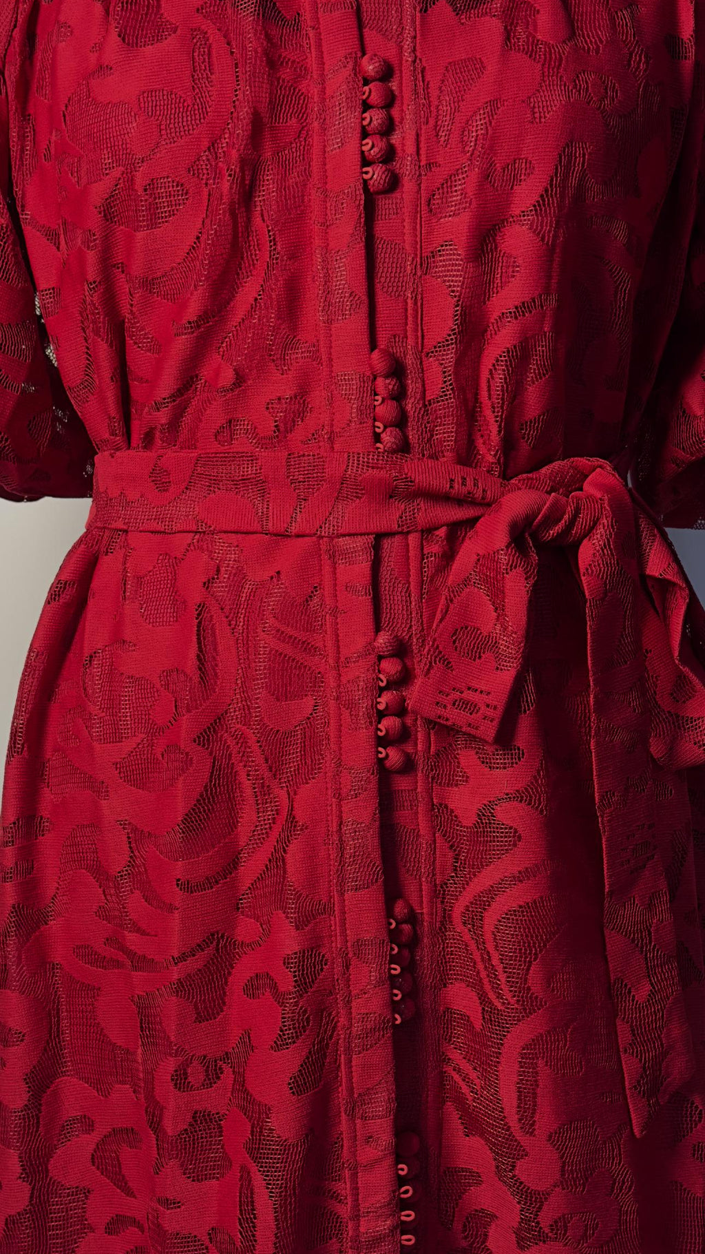 CRIMSON DAHLIA EMBROIDERY LACE DRESS