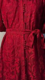 CRIMSON DAHLIA EMBROIDERY LACE DRESS