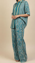 TEAL GOLD PRINT CO-ORD SET