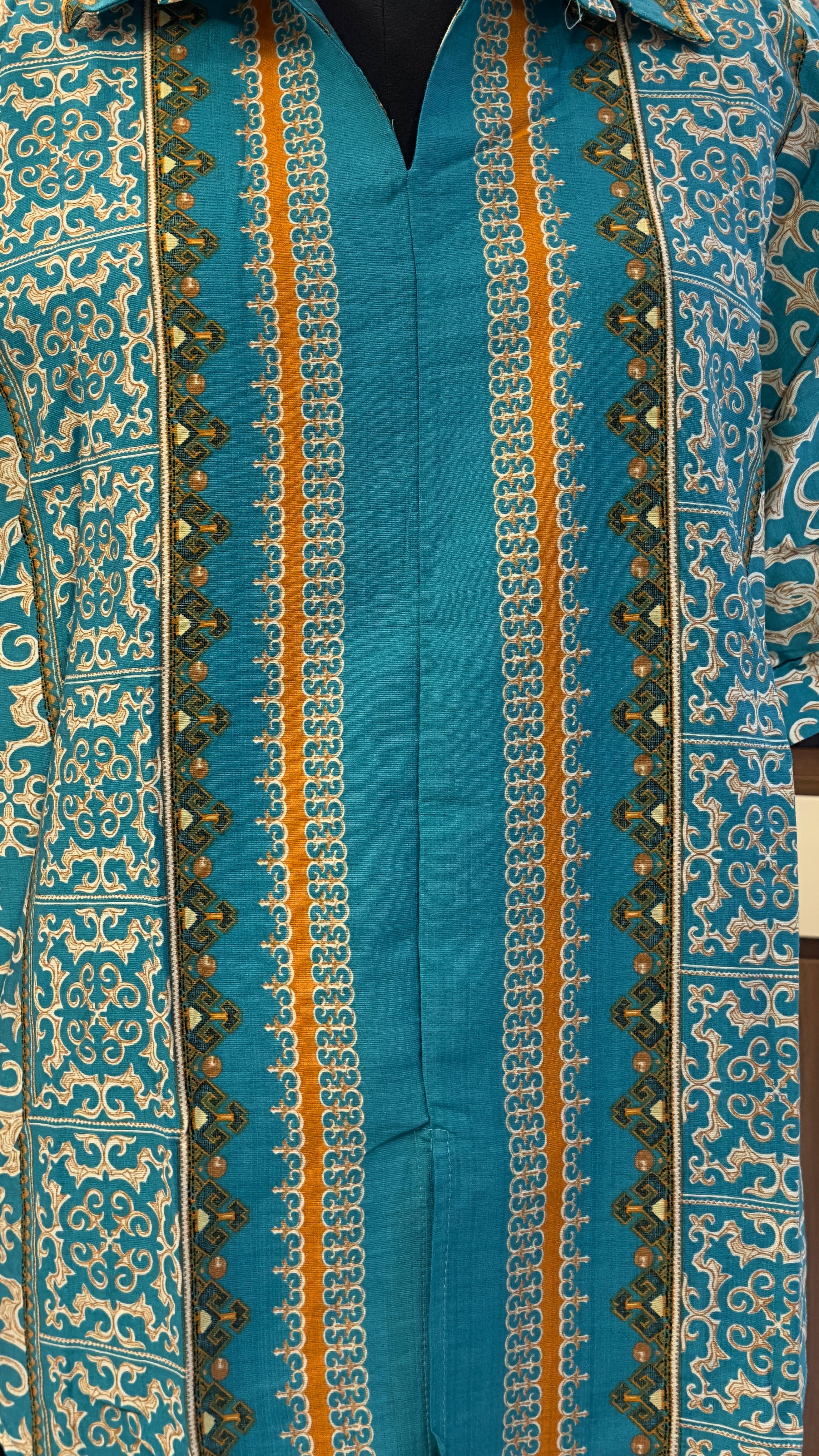 TEAL GOLD PRINT CO-ORD SET