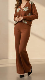 FLORAL CARDIGAN WIDE LEG SET