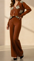 FLORAL CARDIGAN WIDE LEG SET